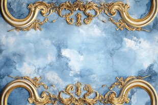 蓝色背景上的金色华丽装饰