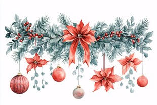 圣诞松枝装饰挂件插画