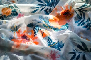 花卉印花布料特写