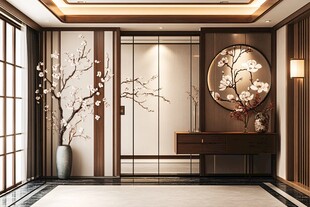 中式典雅入户玄关装饰设计