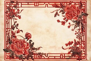 中式古典花卉边框背景图