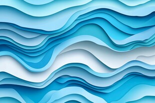 蓝色波浪立体纸艺背景图