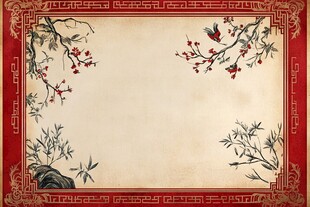 中式花鸟复古边框背景图