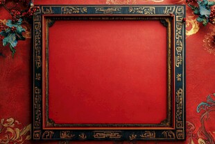 中式红底金框传统装饰图