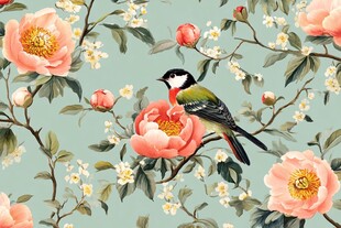 花鸟绘景 雅致中式风图案