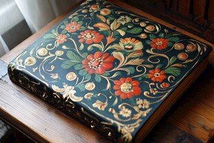 彩绘花卉图案复古风盒子