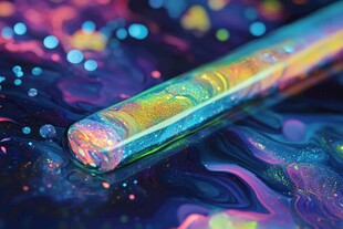 炫彩试管与流动幻彩背景