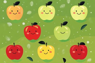 可爱笑脸苹果图案背景