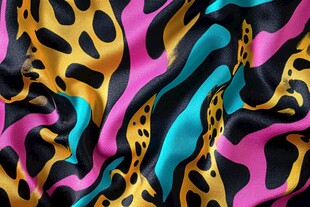 多彩豹纹丝绸面料