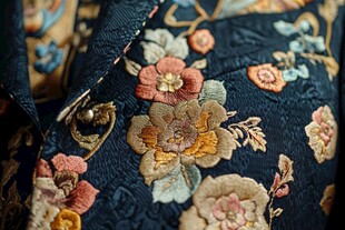 中式刺绣华服精致花卉图案