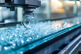 玻璃加工中的机械操作场景