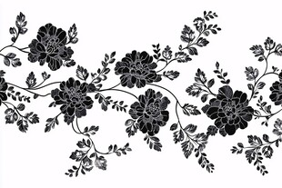 黑色花卉藤蔓花边图案