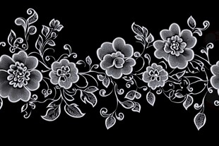黑白花卉花纹装饰图案