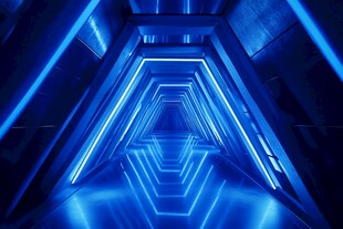 未来感蓝色科幻灯光隧道