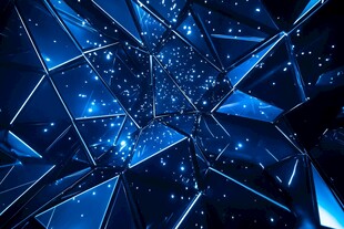 梦幻蓝色几何碎片星空背景