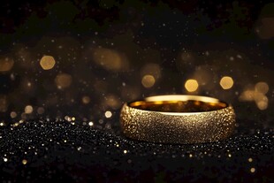 璀璨金戒闪耀梦幻背景