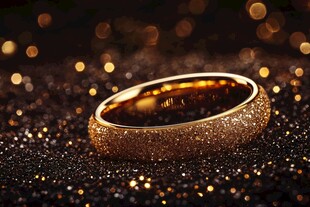 璀璨金戒闪耀于梦幻背景