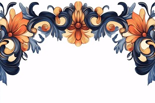 复古花卉装饰花边图案