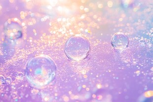 梦幻紫色背景的晶莹水滴