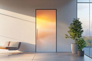 现代简约室内的光影之门