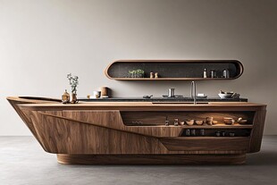 创意木质现代厨房岛台