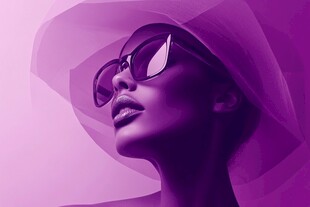 紫色时尚女性的优雅瞬间