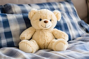 床上的可爱毛绒小熊