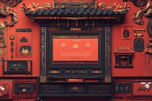 中式古典风红色界面设计