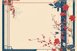 中式花卉边框古风背景图