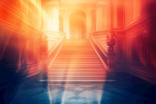 梦幻光影中的华丽复古楼梯