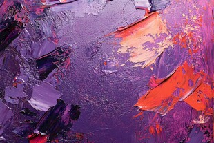 紫粉交织的抽象油画纹理