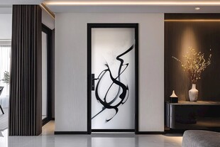 现代简约风室内抽象艺术门饰