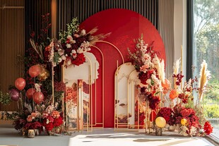 中式红调浪漫婚礼布置