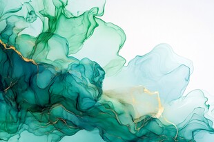 墨韵流彩 青绿色梦幻水墨