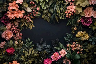 缤纷花卉环绕的自然美景