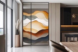 现代风艺术玻璃移门设计