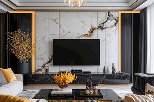 现代轻奢风客厅电视背景墙