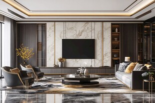 现代轻奢风客厅室内设计