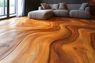 创意木纹地板的客厅美景