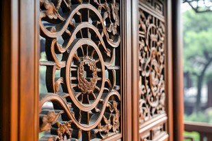 中式木雕窗棂的精美细节