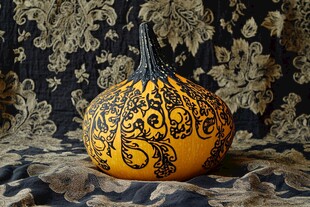 手绘花纹南瓜 复古风摆件