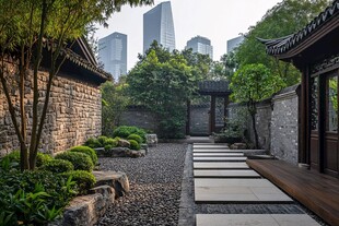 中式庭院与现代都市景观