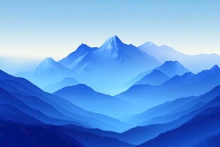 梦幻蓝色群山景观