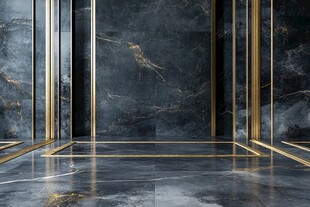 奢华黑金大理石室内空间