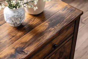 木质柜台上的素雅花瓶