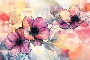 梦幻水彩花卉艺术插画