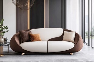 现代简约风双色弧形沙发