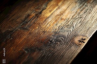 古朴木纹茶韵桌面特写