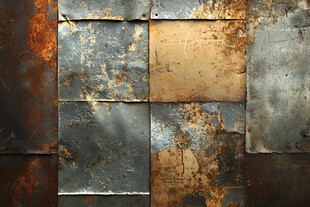锈迹斑驳的金属拼接纹理