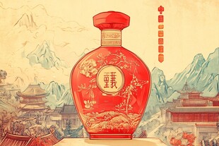红色中式古典酒瓶设计图